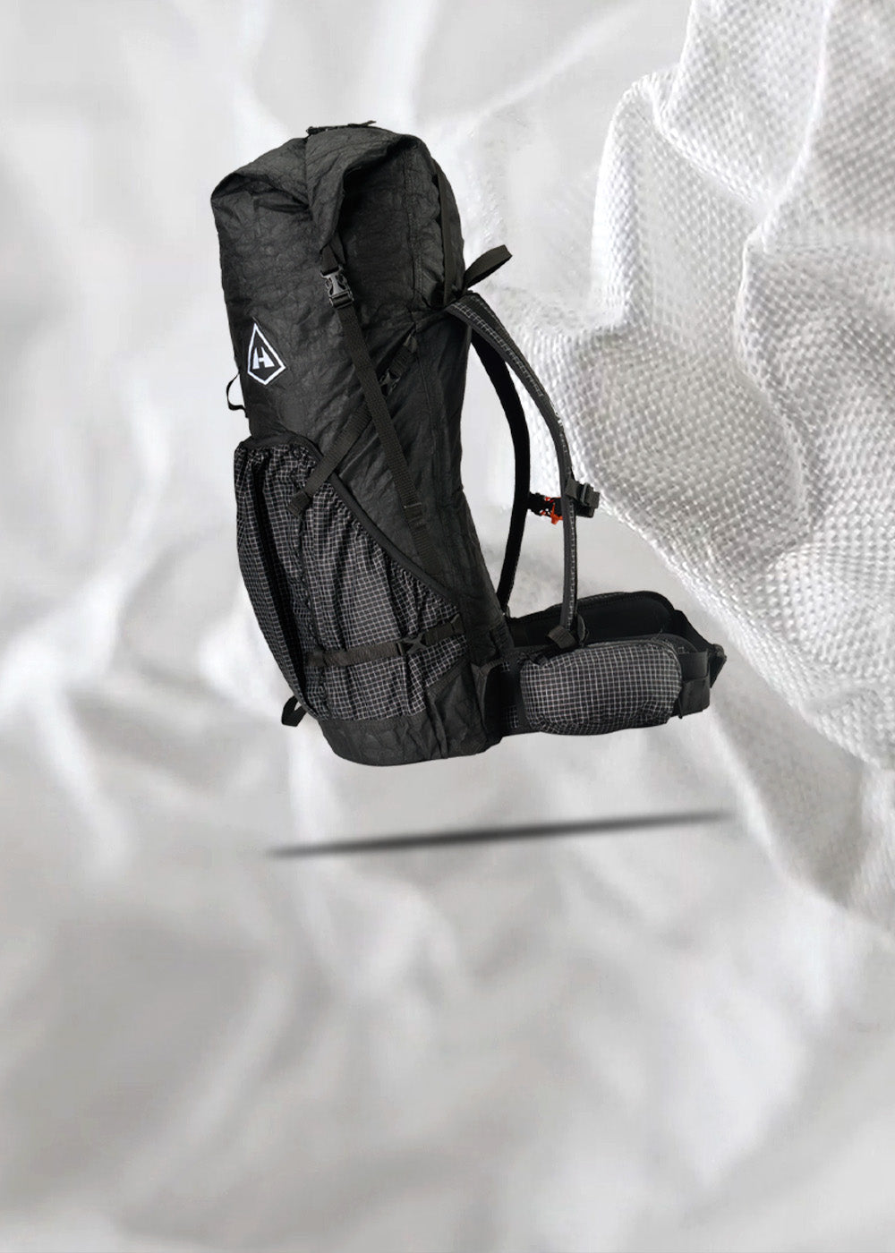Southwest Black backpack on a white Dyneema Material background